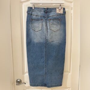 NWOT True Religion Light Blue High-Waist Straight Denim Skirt